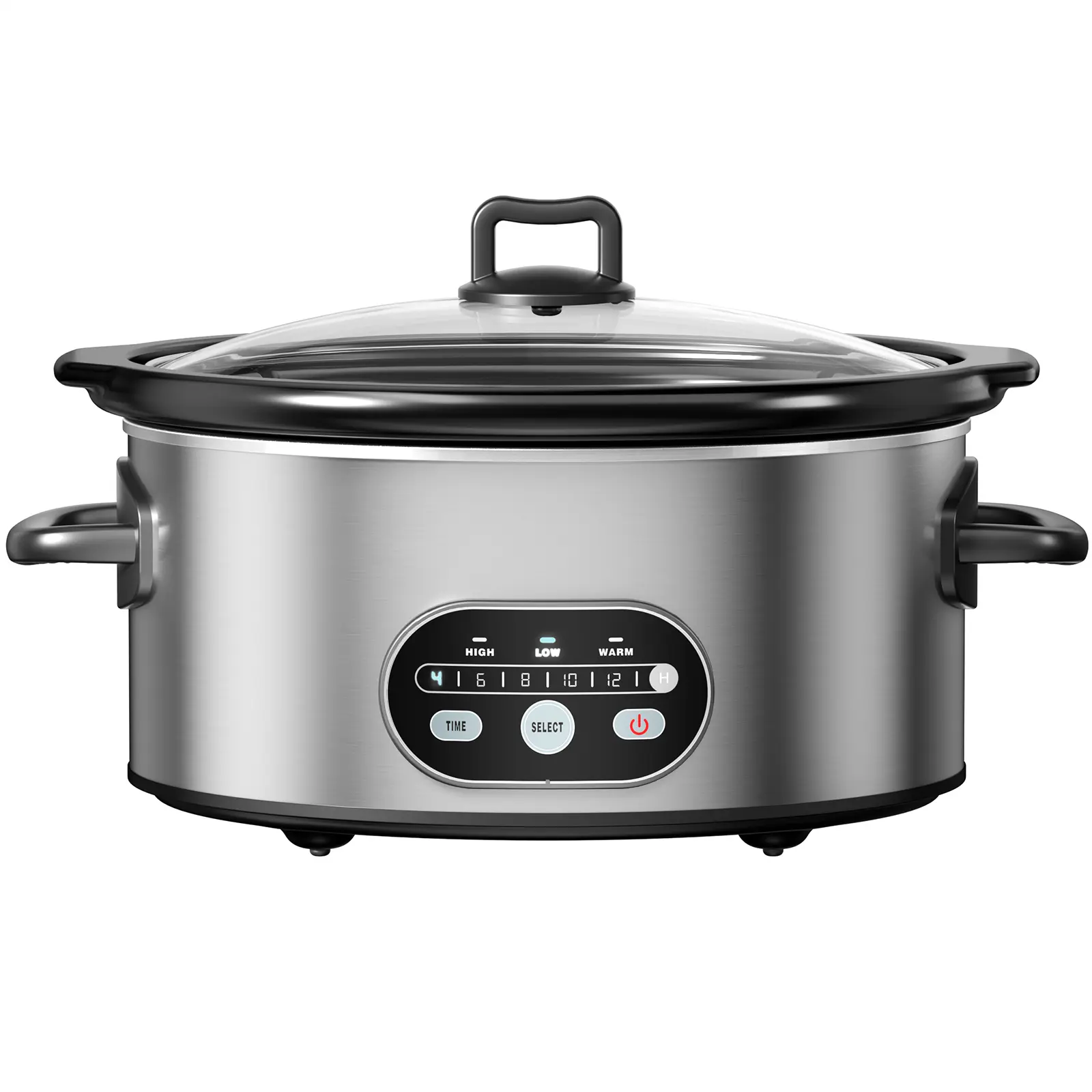 Sweetcrispy 6/8QT Programmable Slow Cooker, Large Digital Crock Pot for 6-10 People, Electric Slow Cooker with 3 Temp Settings & 4-12H Adjustable Timer, Removable Oven-Safe Stoneware Pot and Tempered Glass Lid, Black & Silver