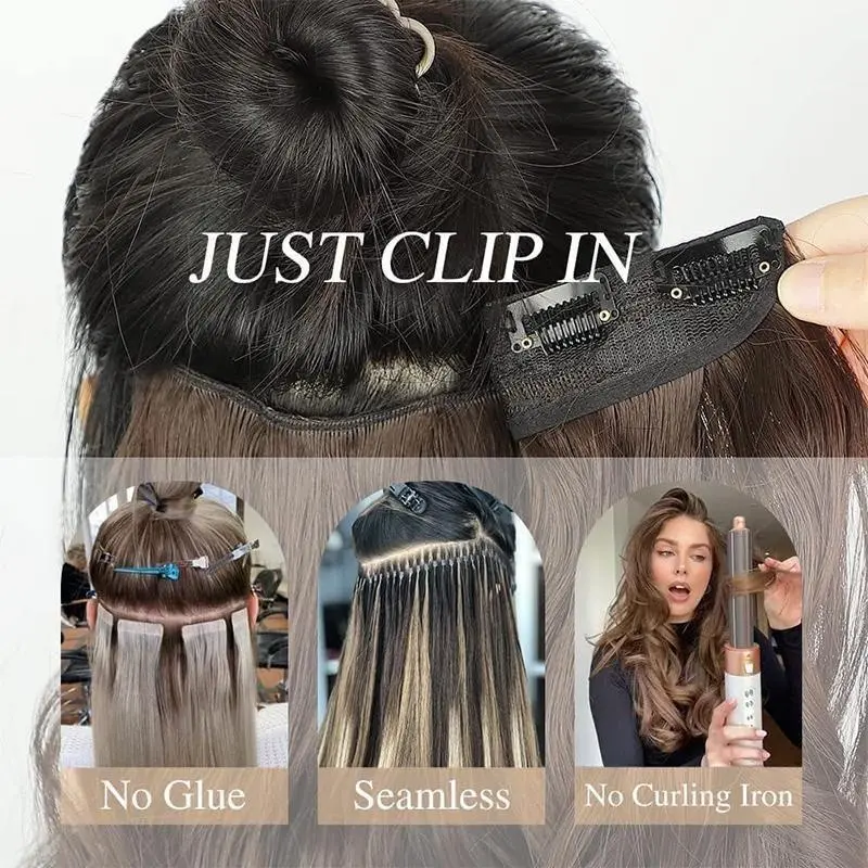 18" 45CM V-Shaped One Piece Clip In Hair Extensions Curly Wavy Hair With 5 Clips Synthetic Invisible Hairpieces For Women 18" 45CM V-Shaped One Piece Clip In Hair Extensions Curly Wavy Hair With 5 Clips Synthetic Invisible Hairpieces For Women