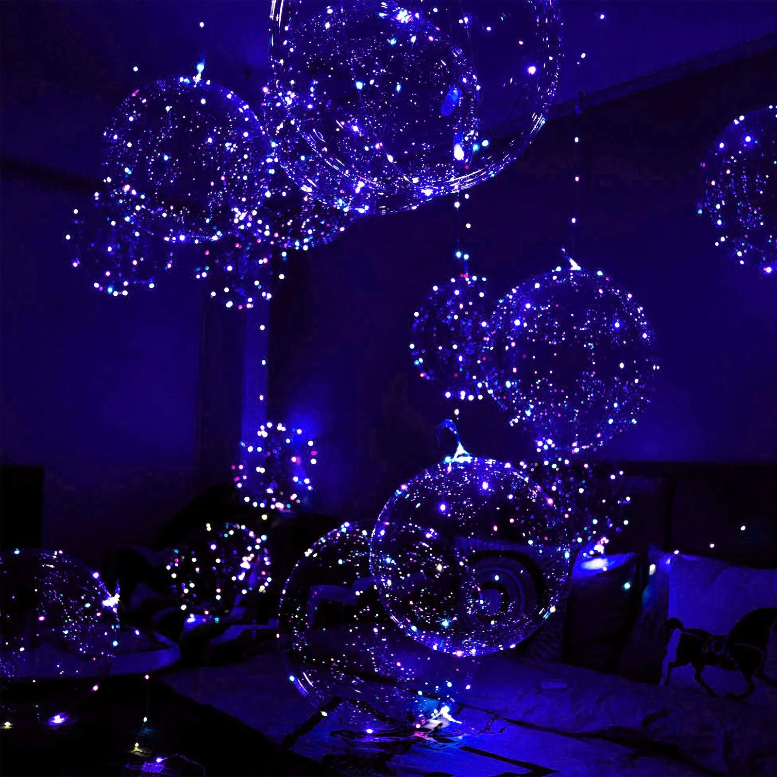 18 Pack Light Up LED Balloons, 22" Clear Balloons with Flashing Lights for Birthday Decoration