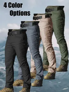Men's Outdoor Multi-Functional Training Tactical Work Pants Comfortable, breathable, durable non-stretch fabric Belt-free design Ideal for hiking, construction work, and casual wear Casual Fashion Pocket Spring/Summer/Fall styles Solid color design