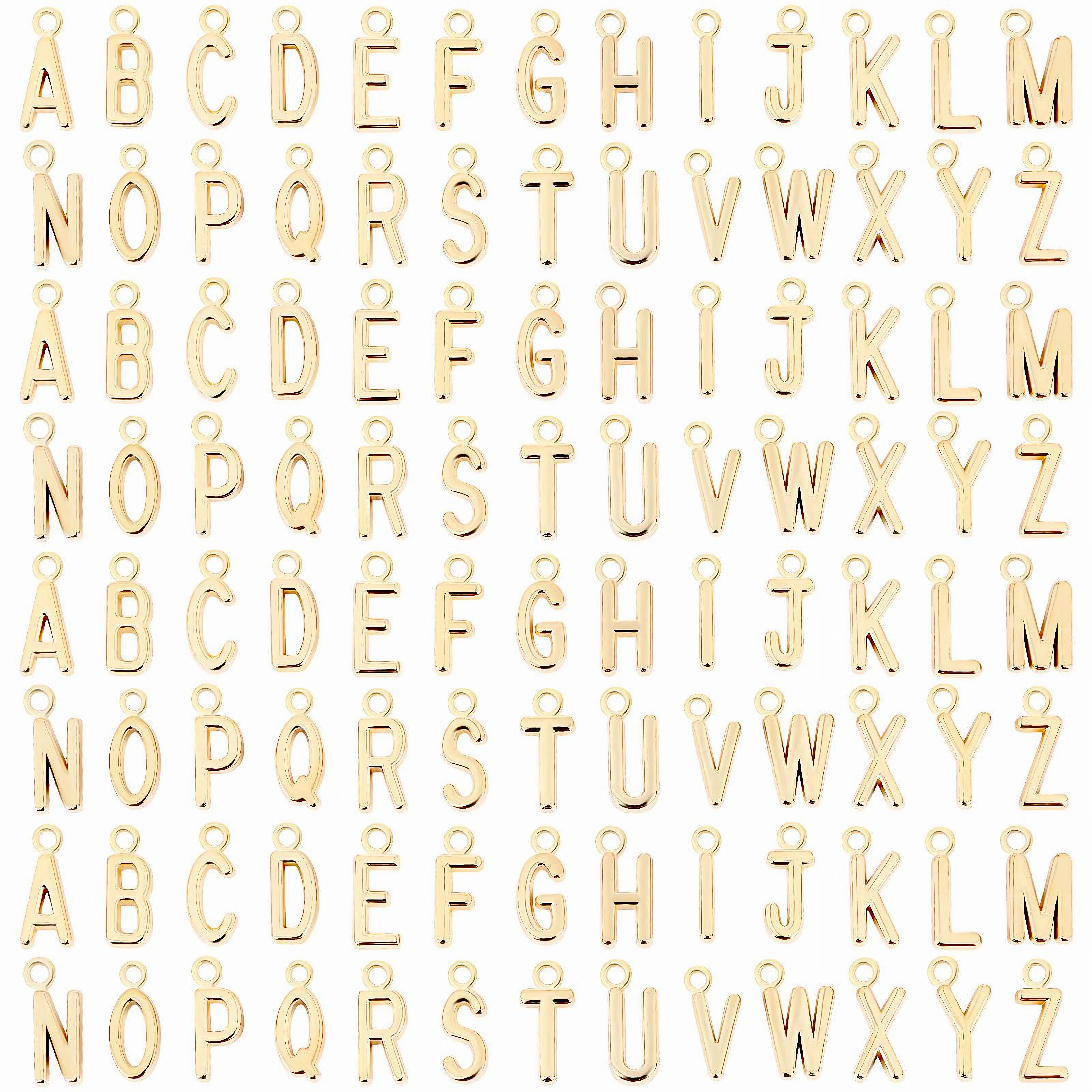 156 Pcs Gold Initial Letter Charms for Jewelry Making,6 Sets A-Z Alphabet Pendant Charms 0.47" with Jump Rings for DIY Necklace Bracelet Earrings,Halloween Christmas Fathersdaygift,Hand Tools Kits