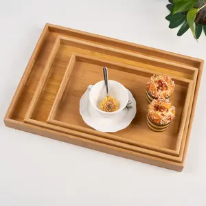 Flat Bamboo Rectangular Storage Tray, for Water Cup, Coffee Cup Storage, Hotel Restaurant Tea Set, Home Daily Plate, Tableware