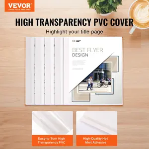 Spring new arrivals Thermal Binding Covers, 10 Pack Thermal Presentation Covers 5/16 inch Spine Holds 2-240 Sheets, PVC Transparent Front Cover and White Back Cover, Letter Size