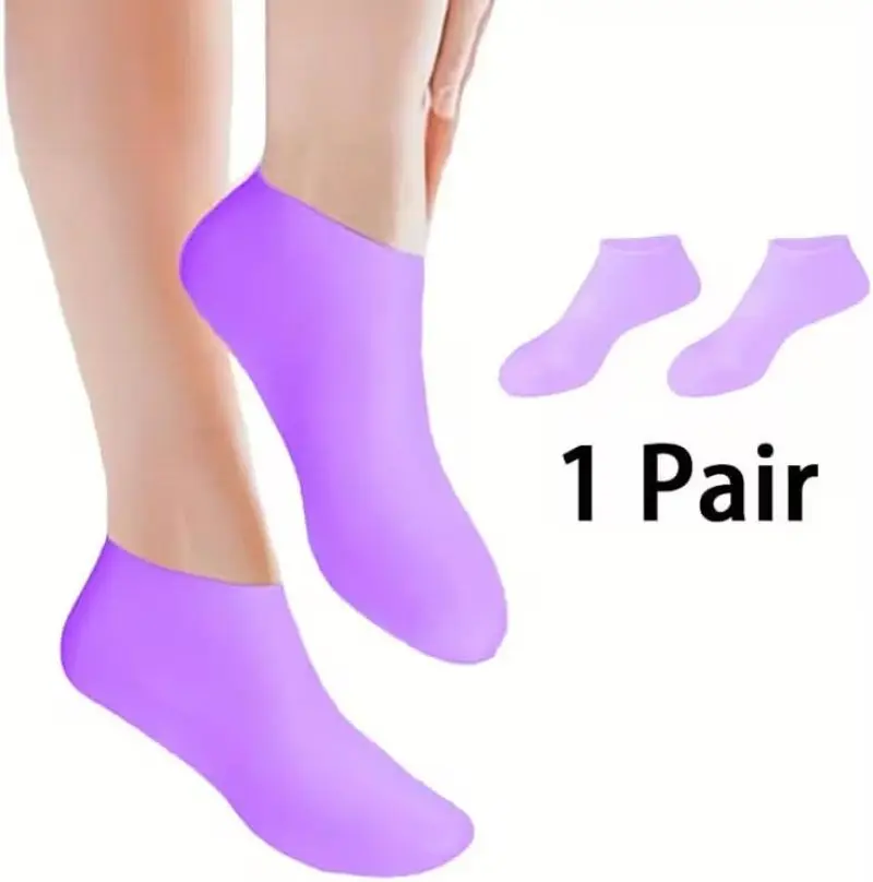 1 Pair Silicone Heel Socks for Dry, Cracked Feet Moisturizing Foot Mask with Elastic Fit – Softens Rough Skin & Prevents Cracking with Daily Use Hydrate Hydrating Cream Gentle