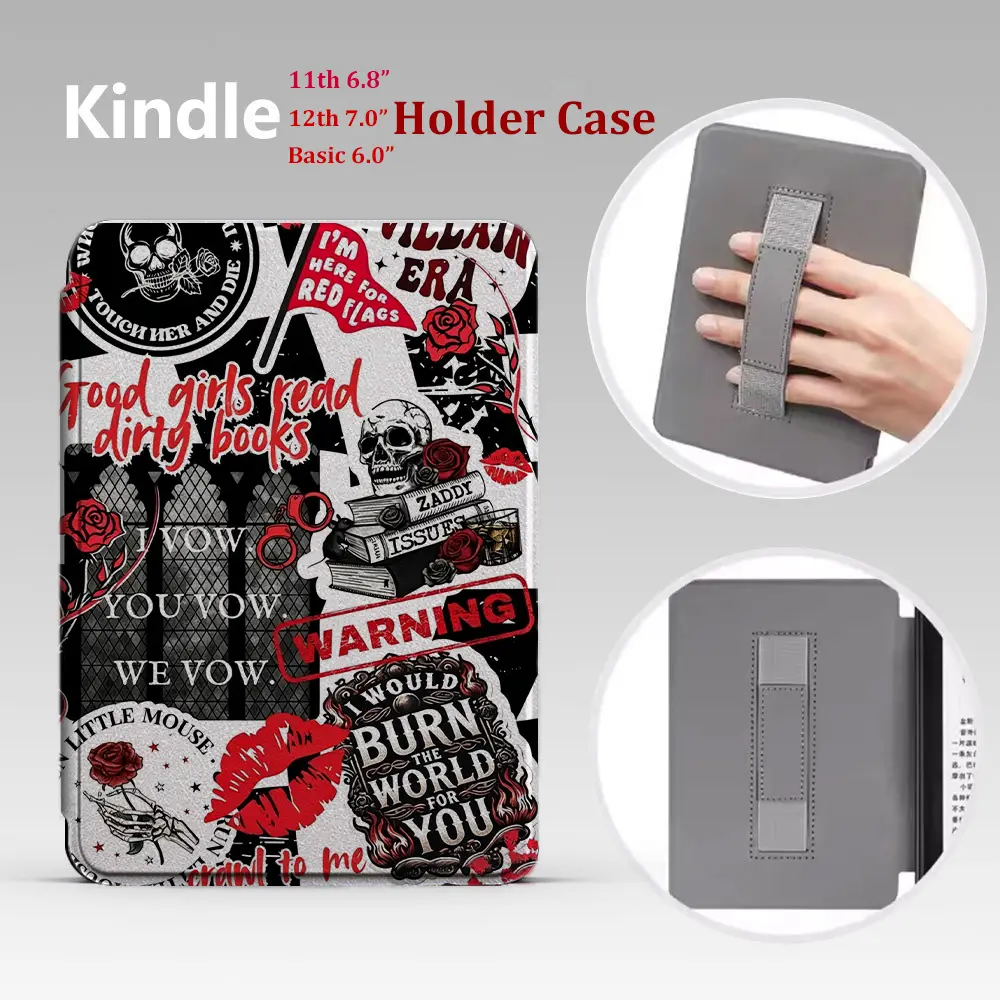 Spooky Aesthetics Protective Handle Kindle Case - Clear Soft Back, Automatic Sleep/Wake, Durable Bookish Cover for 12th Gen 7.0" Paperwhite, 11th Gen 6.8" Paperwhite & 6.0" Kindle Reader Tablet Protection Casing # summerwins DealsForYou