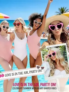Elegant and Heart-Shaped Glasses, Perfect for Weddings Birthdays Anniversaries Parties, Soft Colors Neutral Tones Durable Plastic Frames Lenses