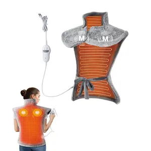 Vibrating Heating Pad for Neck, Shoulders & Back - Fast Heating, 2 Heat Levels & Massage Modes - Perfect Gift for Mom, Dad, Men & Women, 24"x35"