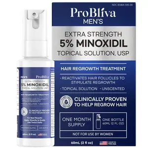 ProBliva Men's Extra Strength 5% Minoxidil Topical Solution USP Hair Regrowth Treatment Clinically Proven for Hair Loss & Thinning 2 FL OZ