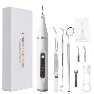 Ultrasonic Plaque Remover and Tooth Cleaner Kit - Rechargeable, Waterproof Dental Device with Stainless Steel Tip and Soft Sensitive Brush Head