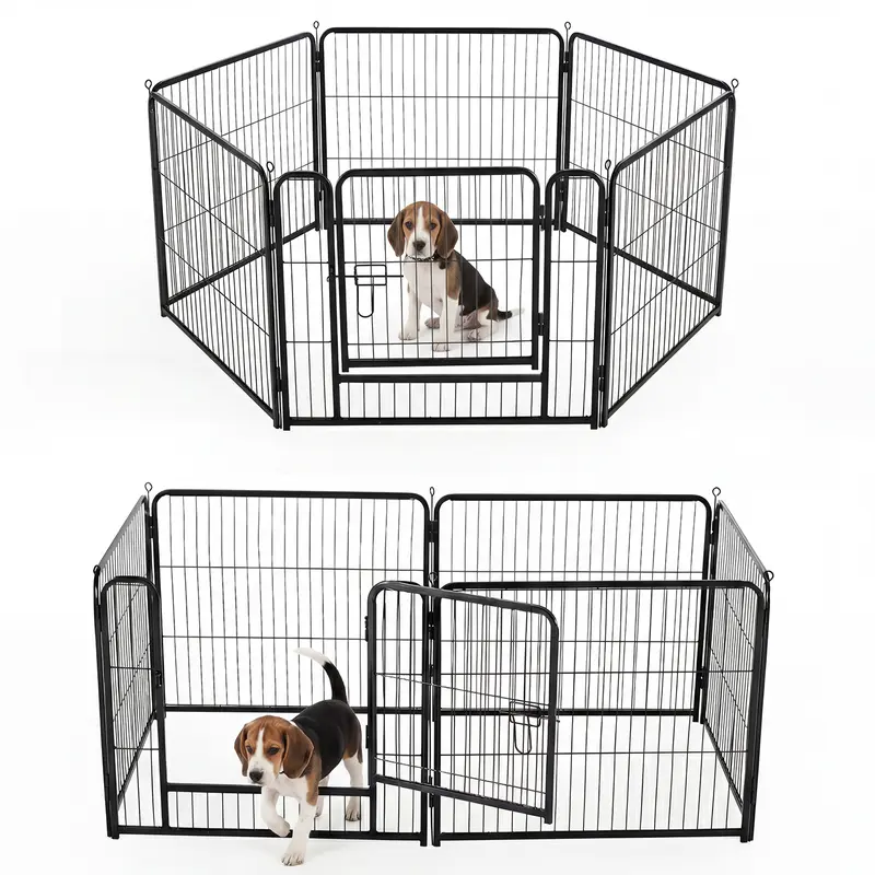 Foldable Metal Frame Dog Playpen with 8 24x30in Panels - Foldable Design, Durability and Stability, Easy Access Door, Compact Portable Indoor/Outdoor Pet Fence, Provides Exercise for Small Animals