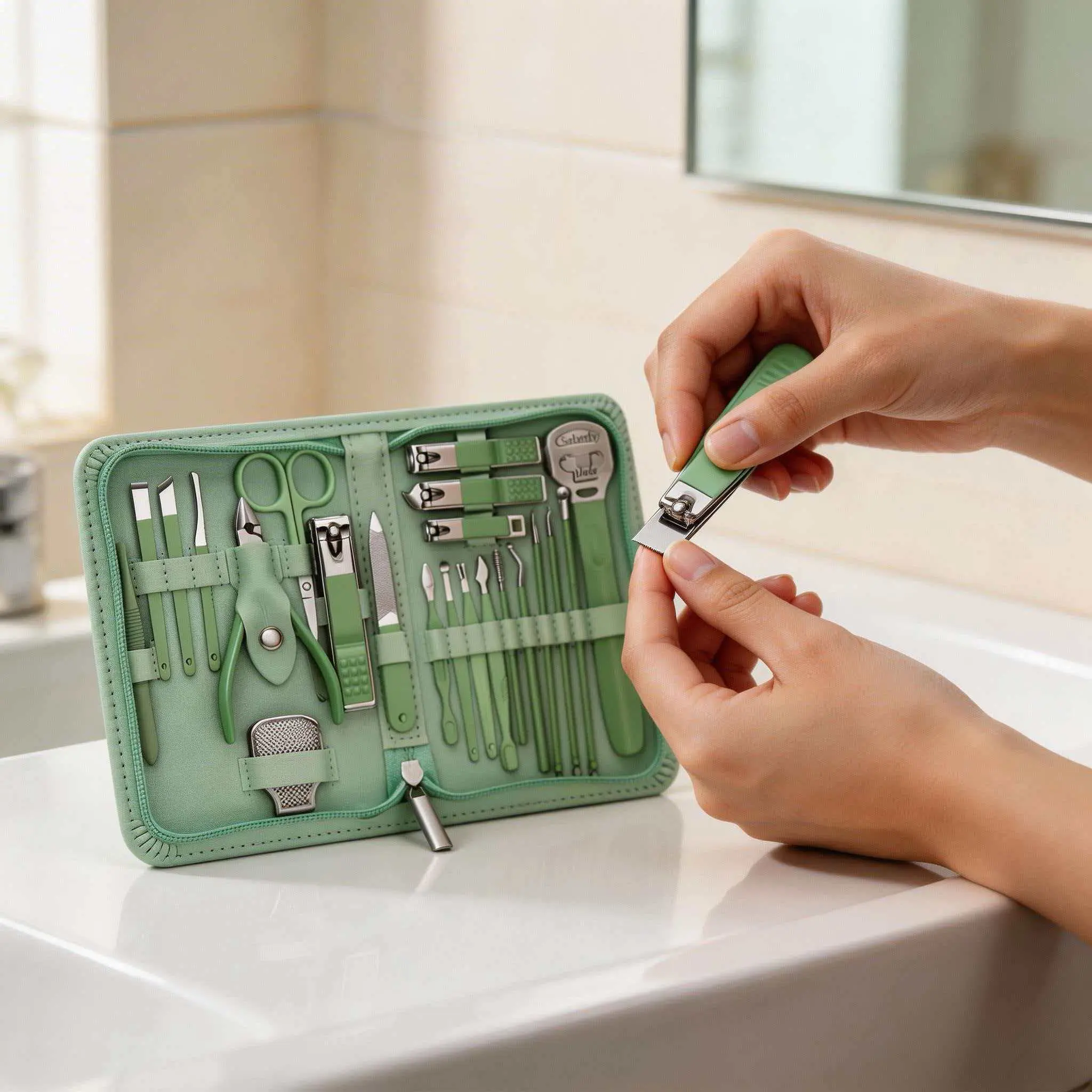 Aesthetic 22-Piece Manicure Pedicure Kit, Professional Nails Set with Stainless Steel Tools & Travel Size Case for Daily Nail Care for Adults