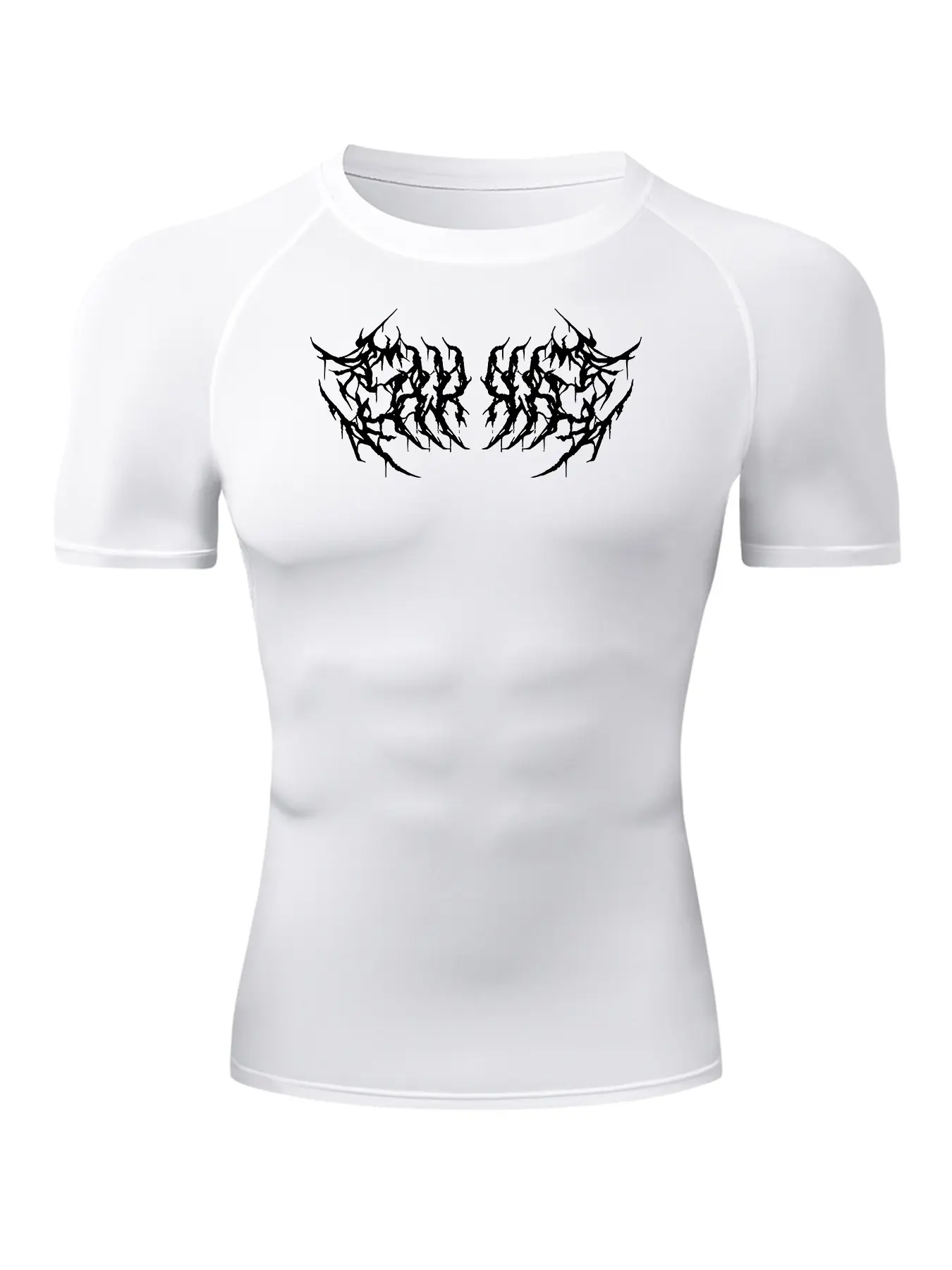 Y2K Summer Quick Dry Compression T-Shirt Streetwear Men Gym Training Tee Gothic Dark Thorns Printed Elastic Breathable Short Sleeve Fitness Muscle Fit Tops Raglan Sleeve
