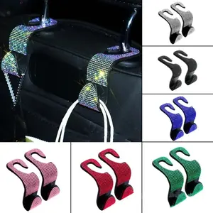 4PCS Bling Car Seat Hooks – Rhinestone Hidden Backseat Organizer for Women