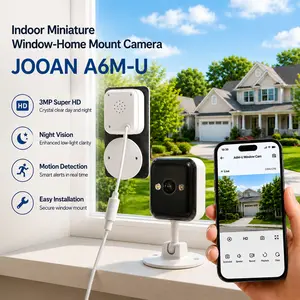 JOOAN Mini Window Security Camera 3MP HD 5X Zoom Night Vision 2.4G WiFi Motion Detection Two-Way Audio A6M-U Micro Adhesive for Home Safety