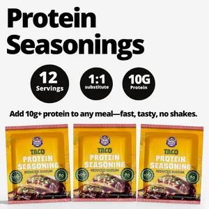 Taco Protein Seasoning - Reduced Sodium, 10g Protein Per Serving - Low Calorie - 1:1 Substitute for Normal Seasoning - Zero Sugar - Zero Carbs - Bone Health - Muscle Recovery - Post Workout Fitness Nutrition - Edible Healthcare - Healthy Flavor Boost