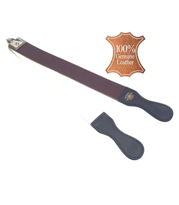 Professional Barber Leather Strop Sharpener for Straight Razors Brown Color - Strop Sharpene Case Plastic