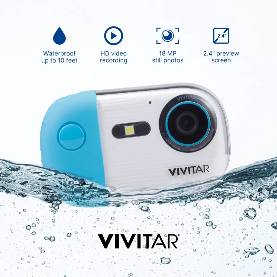 Vivitar Aqua Snap Underwater Camera with HD Video Recording, New Waterproof Action Camera, Blue