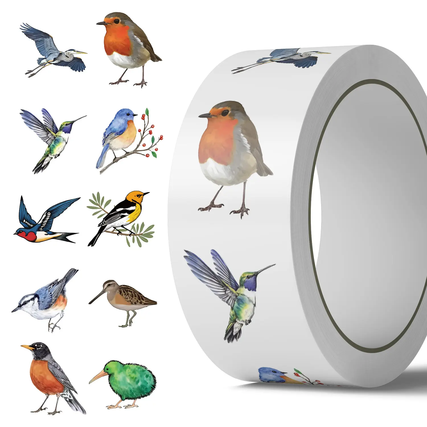 500PCS Birds Stickers for Kids 10 Styles Sticker Rolls Cartoon Birds Stickers Birds Party Favors Decorative Cute Stickers Fun Stickers Aesthetic Stickers Pvc Waterproof Stickers Waterproof Vinyl Stickers(500 Per Roll)