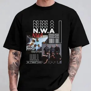 NWA Straight Outta Compton Album Stacked Repeat T-Shirt