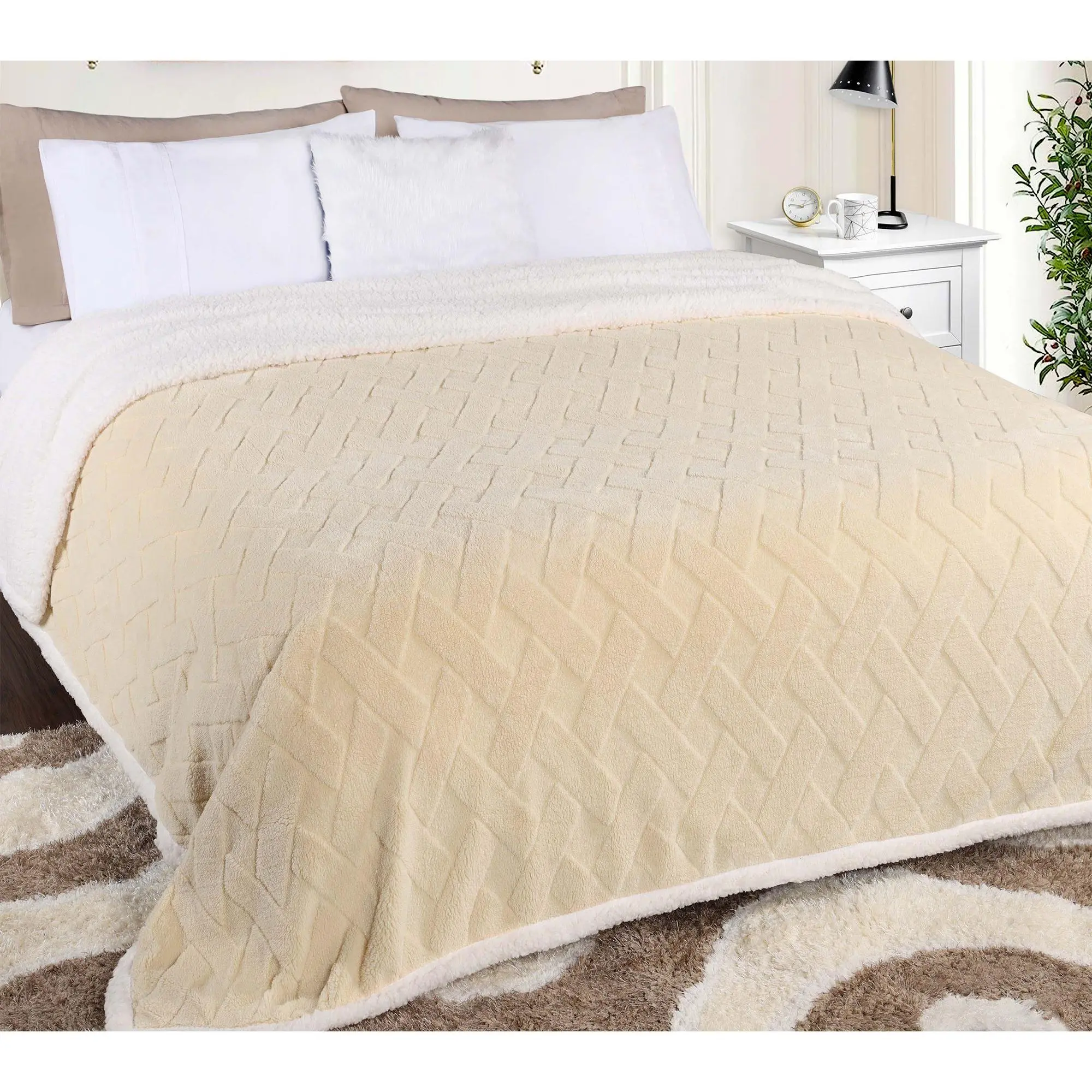 Superior Reversible Jacquard Fleece Blanket-  Full/Queen
