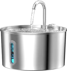 Cat Water Fountain Stainless Steel: Cat Fountain for Drinking - Automatic Pet Water Fountain for Cats Inside - 74oz/2.2L  Supplies Metal Kitty Spout Animal Waterer Bowl