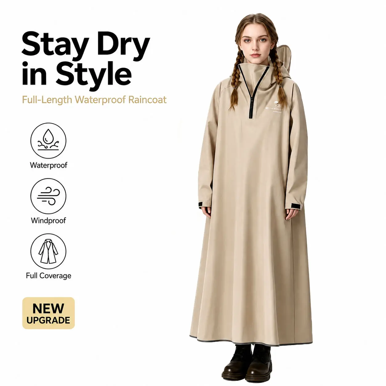 Unisex Hooded Trench Coat Rain Poncho, Full Body Waterproof  Raincoat, Lightweight Rain Gear for Adults & Students,for Outdoor electric scooter&e bikes Riding，man&women breathable hood design baggy clothes men coat spring，Trench coat