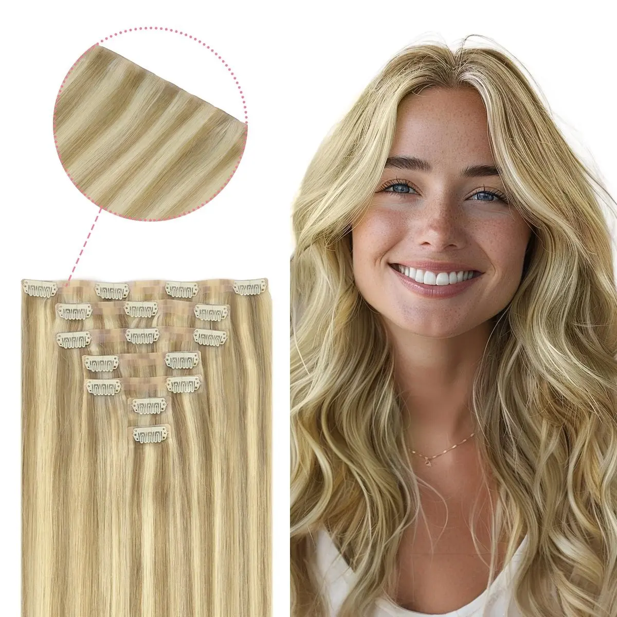 GOO GOO Invisi Edge Clip in Hair Extensions Straight Injected Seamless PU Clip in Hair Extensions Natural Virgin Real Human Hair summer hairstyles #summerwins #SummerFinds