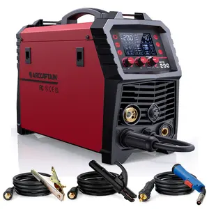ARCCAPTAIN MIG200 MAG Welding Machine 200 Amps, 6 in 1 Fully Synergic Welding Machine Flux Cored/MIG Inert Gas Welding Machine/MMA/Lift TIG/Spool Gun MIG/Spot Welding, IGBT Inverter 230V