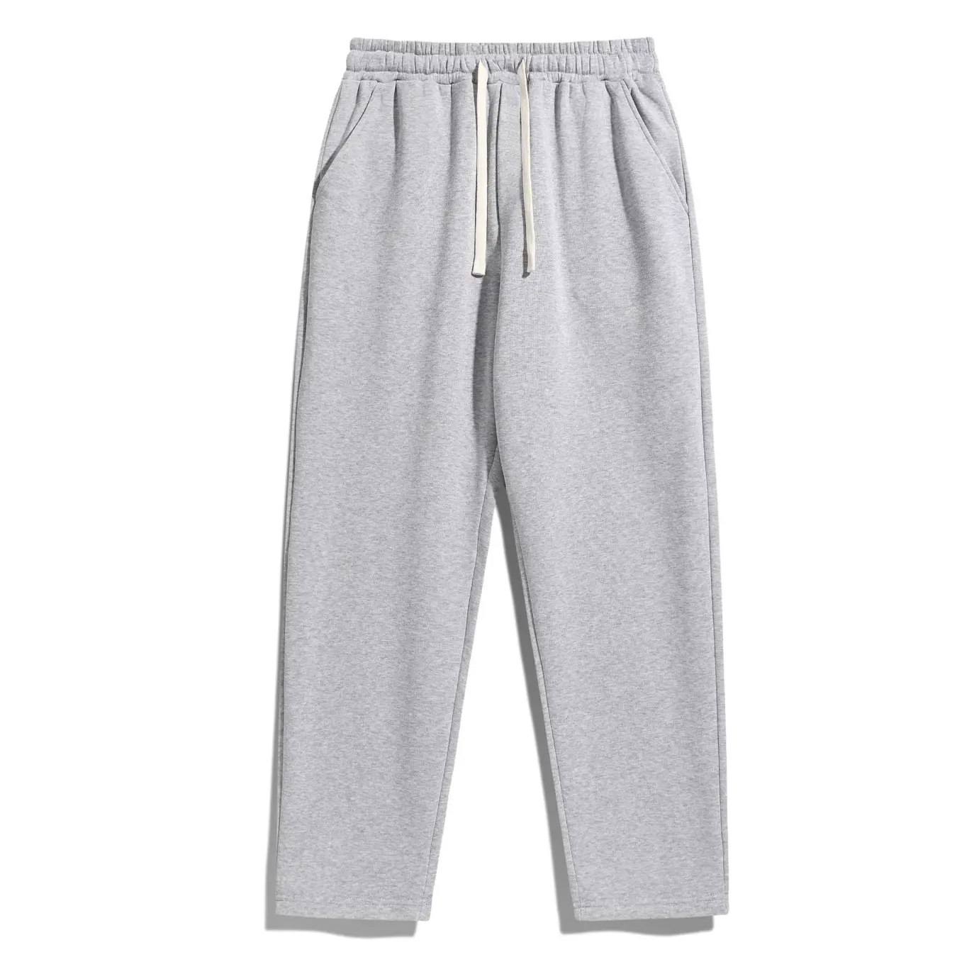 Men's Minimalist Casual Joggers, Brushed Cotton Athleisure Sweatpants with Drawstring Waist and Pockets, Relaxed Straight-Leg Fit, Casual Street Joggers, Minimalist Versatile Jogger