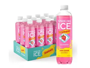 Sparkling Ice STARBURST Strawberry, Zero Sugar Flavored Sparkling Water, with Vitamins and Antioxidants, Low Calorie Beverage, 17 fl oz Bottles (Pack of 12)