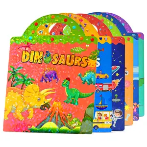 DIY Reusable Sticker Book for Kids, Quiet Book for Toddlers, Educational Activity Book with Animal/Dinosaur/Body Stickers, Montessori Learning Toy for 3+ Year Olds, Waterproof & Tear-Resistant Doodle Books Coloring Books