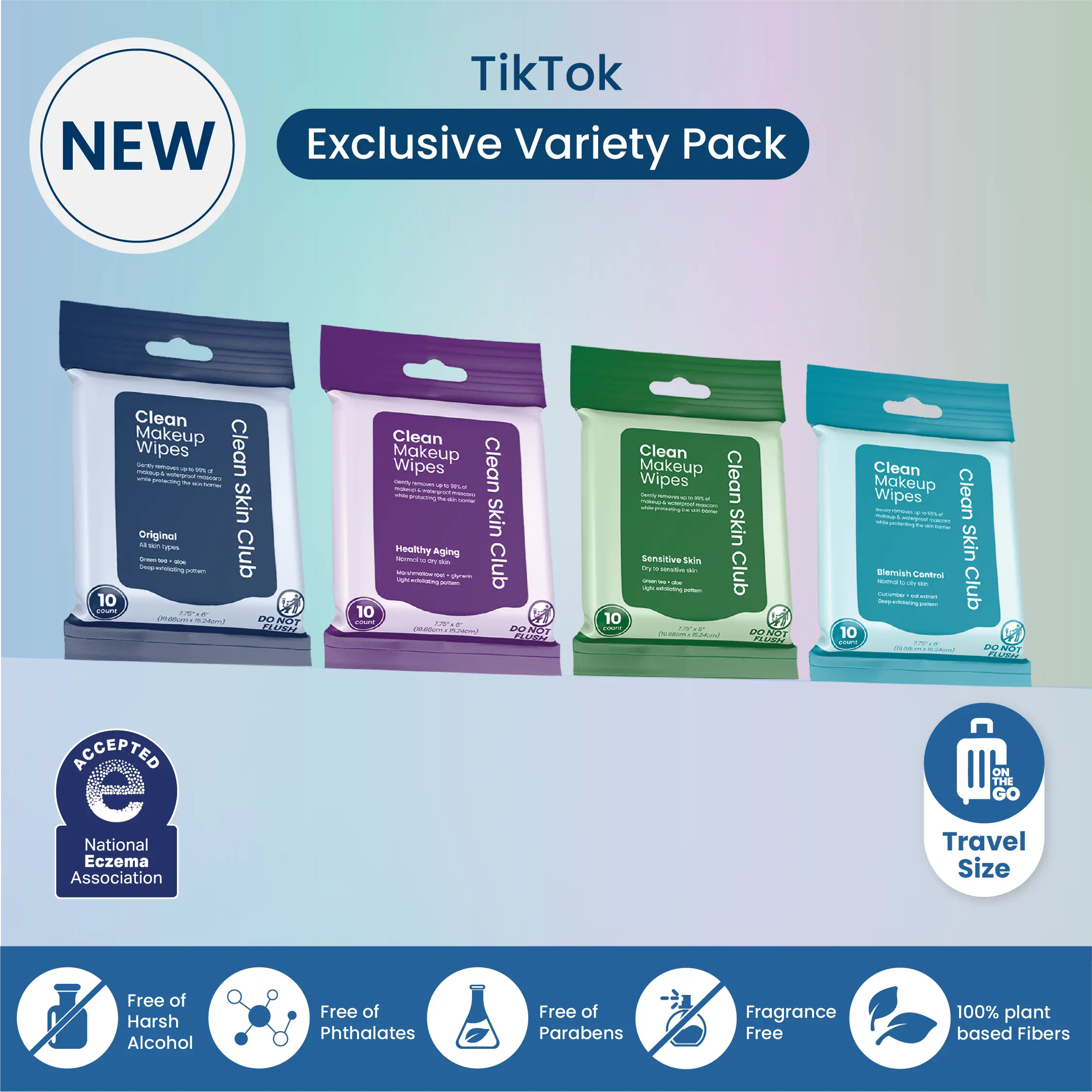 Clean Makeup Wipe 10 Count Variety Pack