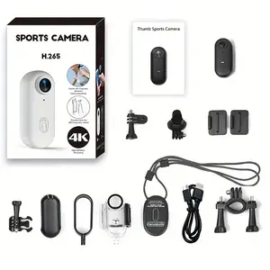 4K Thumb Sports Action Camera, Mini Size, Compact, Anytime Anywhere Installation, Small Body Cam with Spring Clip, Portable Video Log, Manual Recording