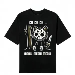 Women's Funny Retro Pattern Cat Movie Horror Cotton Casual Summer Vest Halloween Gift Fashionable Top Round Neck Sleeveless