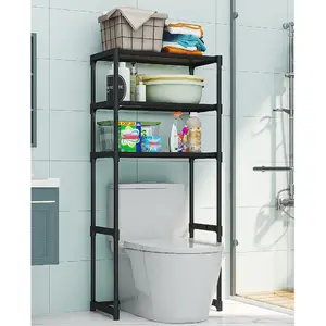 Over Toilet Storage Rack with 3 Tier Freestanding Design, Carbon Steel Bathroom Organizer Shelf, Waterproof and Easy to Assemble for Home Use