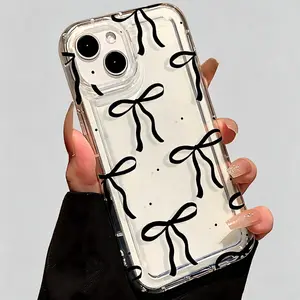 Phone Case: 1 New Fashion Bowknot Print Pattern Protective Phone Case, Shockproof Transparent Cover, Suitable for  iPhone 17 16 15 14 Pro Max 13 12 11 Air X XS Plus, Christmas Gift,birthdays, girlfriends, boyfriends, friends or yourself