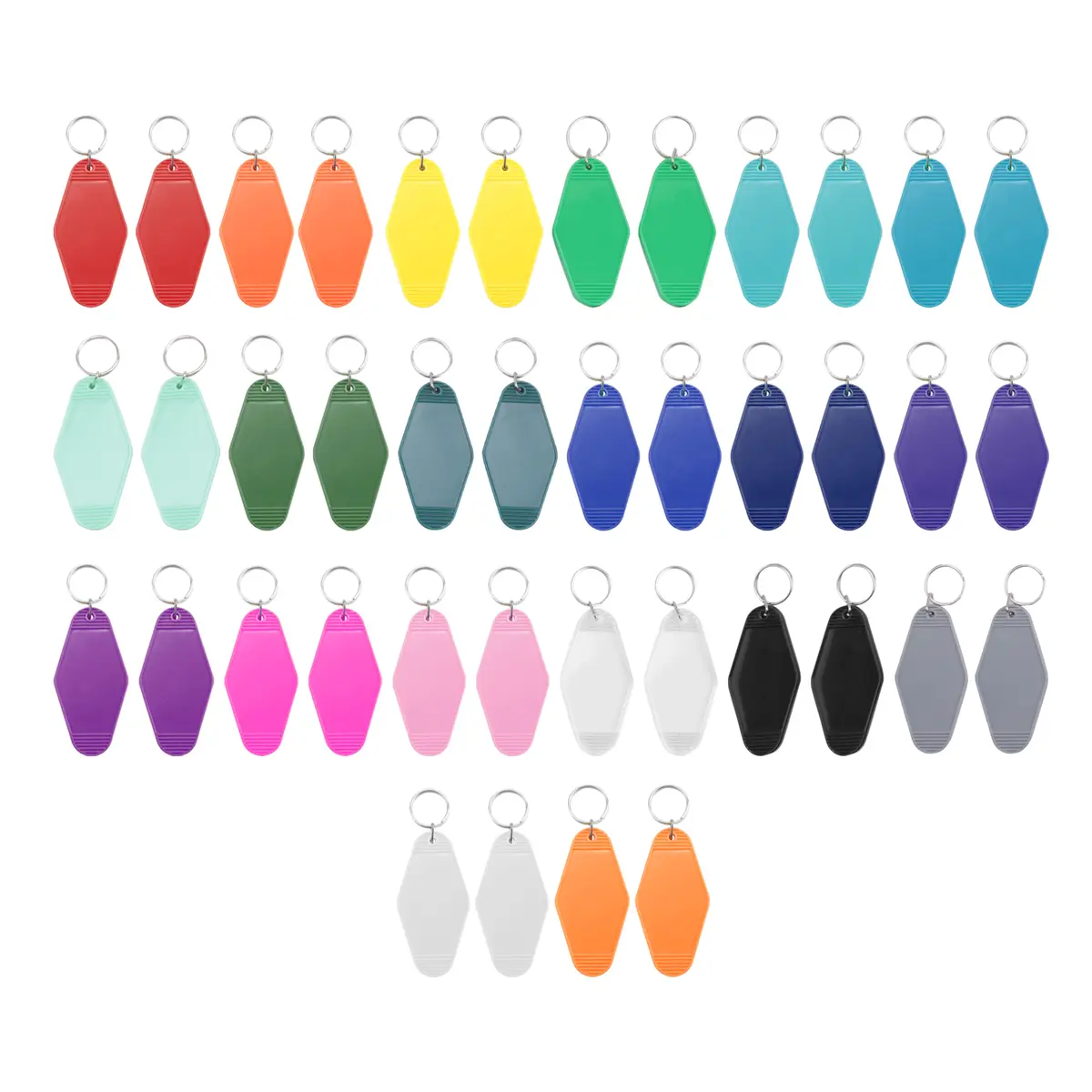 40Pcs Vintage Premium Plastic Motel Keychains with Metal Rings, 45x90x4mm Blank Plates for Sublimation Printing & DIY Gifts, Heat Transfer DIY Art Supplies, Home Organizer for Thanksgiving & Birthday