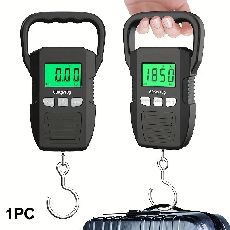 Digital Hanging Scale 132lb/60kg Heavy Duty with Backlit LCD Display, Large Hook and Peeling Function, Portable Luggage Fishing Postal Scale