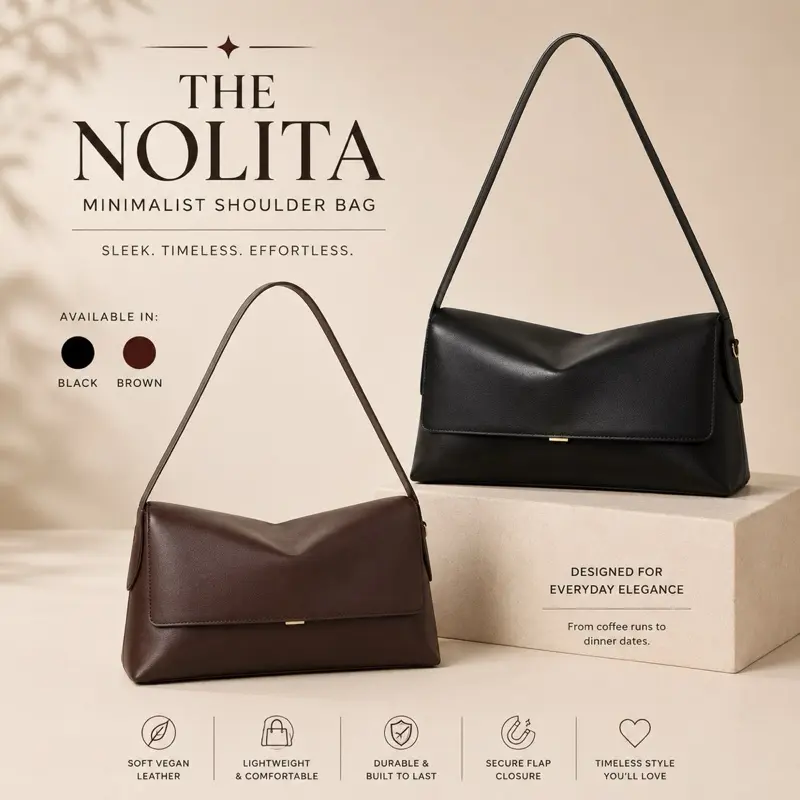 Nolita Chic Everyday Bag, Women's PU Leather Commuter Shoulder Purse, Elegant Handbag with Cherry Charm, Chic Bag, Fashionable Daily Crossbody, Crossbody Shoulder Handbag, Bags For Everyday