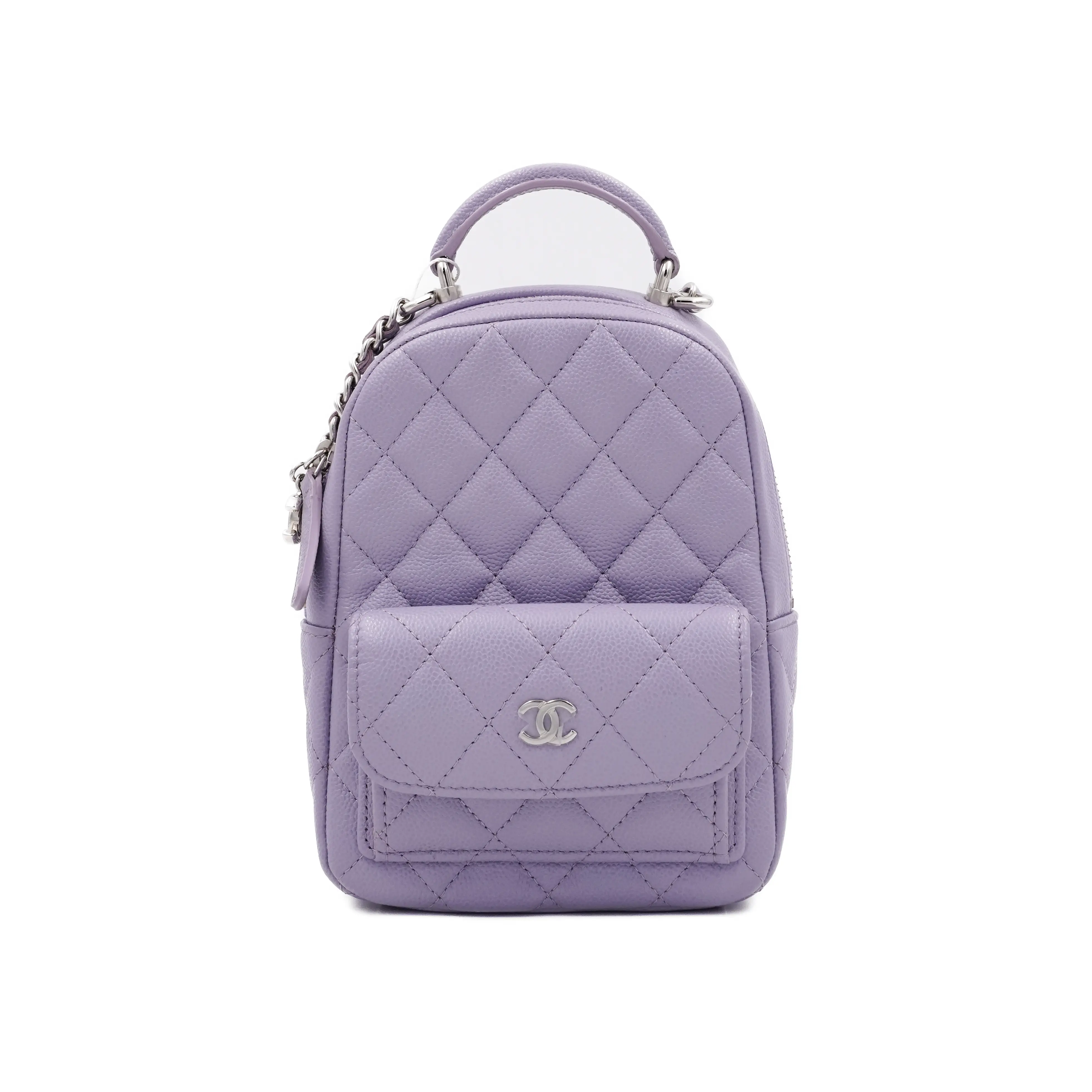 Pre-owned CHANEL Leather Backpacks 24c Backpack Purple Mini AM8369
