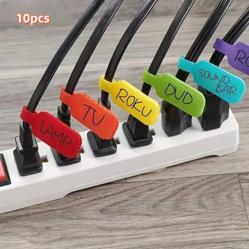 10 Pack Colorful Writable Cable Labels for Easy Organization, Durable and Convenient Wire Tags for Identification, Cable Organizer, Office Accessories, Office Essentials