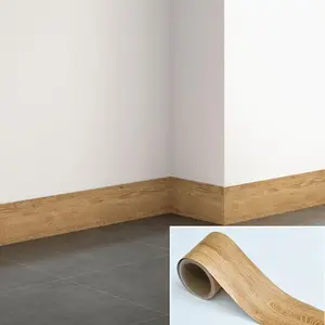 Wood Grain Wood Pattern Self Adhesive Baseboard Sticker, 1 Count Removable Baseboard Wall Sticker, Decorative Sticker for Home Living Room Bedroom Bathroom