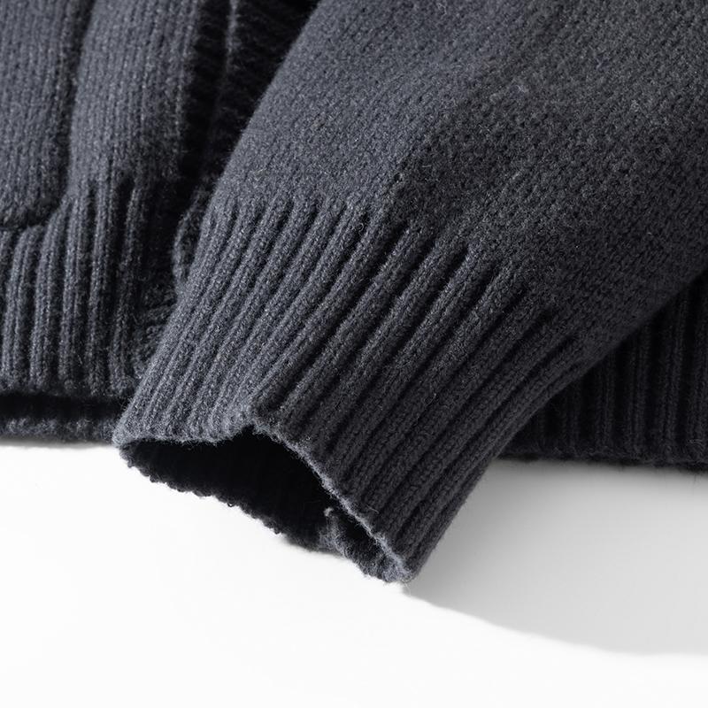 Men’s hooded knit sweater, simple classic design, autumn/winter cardigan with ribbed detailing, two pockets, available in multiple colors