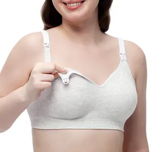 【Summervibes 】Momcozy Nursing Bras for Breastfeeding, Soft U.S. Cotton Seamless Maternity Bra, Fixed Padding, Wireless Pregnancy, All-Day Comfort