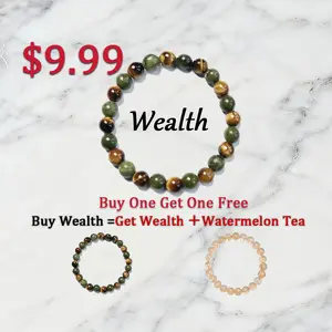 【Buy One Get One Free!!!】1 1pc Money crystal bracelets, Chinese Jade with Tiger's Eye Stone - Wealth Bracelet Beaded Jewelry Protective Bracelet Inspirational Gift Fashion Natural Crystal Bracelet Daily Recommendation Color-Block Beaded Crystal Bracelet