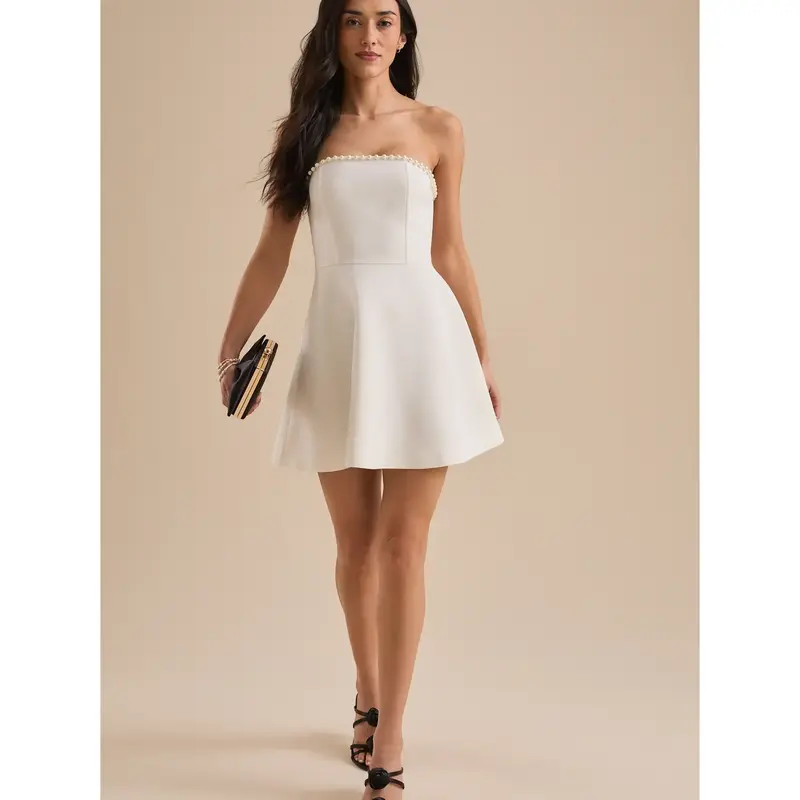 knee length dresses for ladies Ebony Off The Shoulder Mini Dress | Sweetheart Neckline Mini Dress main image 1