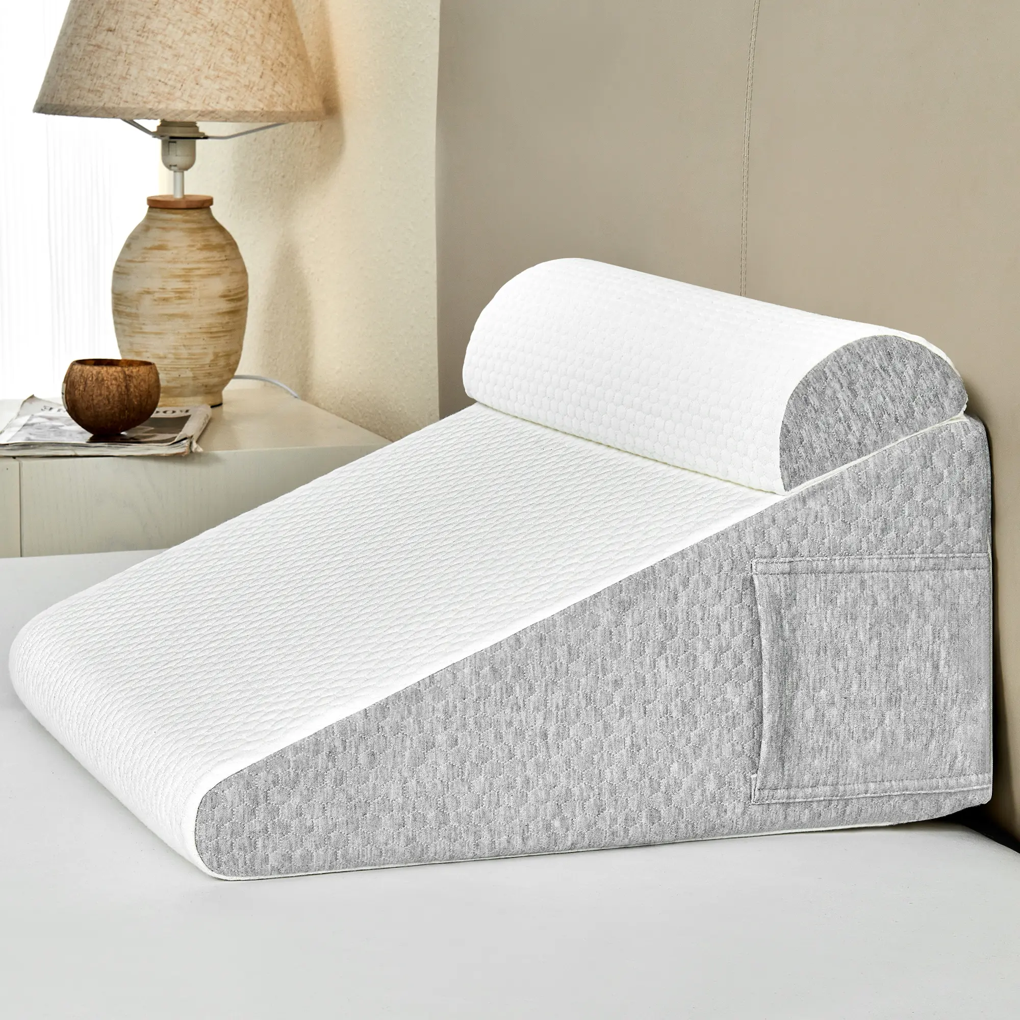 Wedge Pillow - Premium Foam Bedding Wedge Pillow with Luxurious Support, Soft Washable Cover, Ideal for Elevating Head, Back or Legs on Bed or Sofa, Wedge Pillows