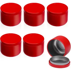6 Pack  Jars Iron Jar Can for Loose Leaf Tinplate Storage Containers with  Mini Portable Box Candle Making Sealed Tins for Coffee Bean Sugar Candy  Spices Red