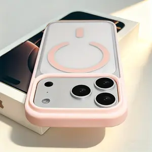 Premium Acrylic Transparent Magnetic Shock-Resistant Phone Case Designed for Iphone 17 Pro Max 16 15 Plus 14 13 12 11 Featuring Wireless Charging Capability And Lens Protection with a Clear Back