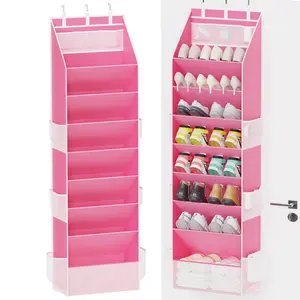 Criusia Over The Door Shoe Organizer for Closet with Large Deep Pockets Narrow Shoe Rack for Door Hanging Boots Storage Compact Design for Small Spaces Dormitory Storage Back to School Must Have Premium Oxford Fabric Tear Resistant - Metal